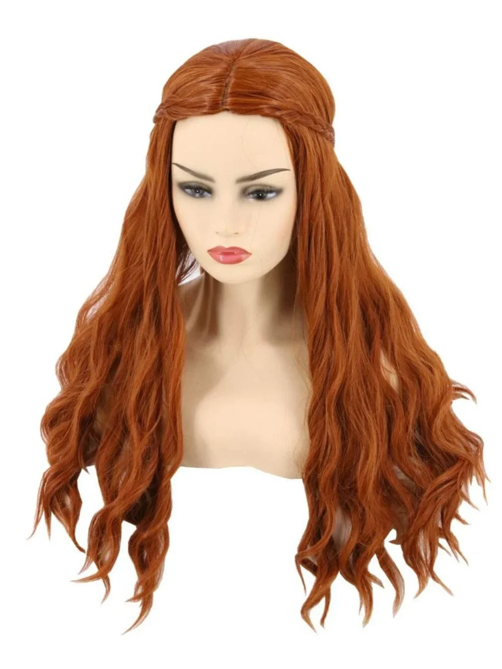 Women's Reddish Brown Short Cosplay Halloween Costume Wig With Necklace Earrings